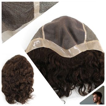 LCMAW10 Custom Men Wig Front and Back Silk, Top Mono with NPU Around