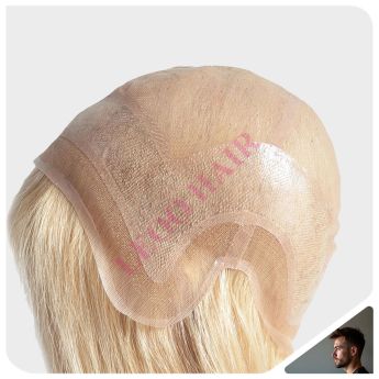 LCMAW34 Custom Men Wig Swiss Lace with PU Around with Outside Swiss Lace Around