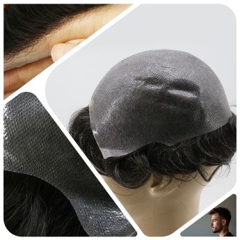 LCMAW3 Custom Full PU Knottd Base Men Wig 