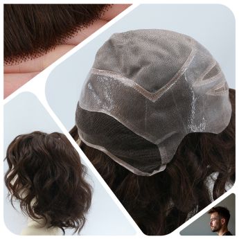 LCMAW50 Versalite Custom Wig Mono Top with Swiss Lace Front and PU Around for Men