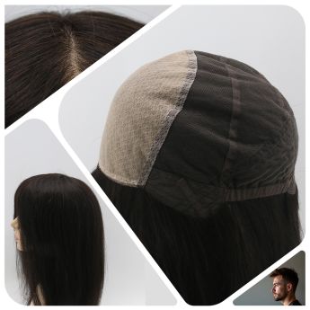 LCMAW62 Custom Men Wig Lace and Silk Top with Wefts