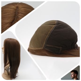 LCMAW77 Custom Men Wig Silk Front and Top  + Back Elastic Net