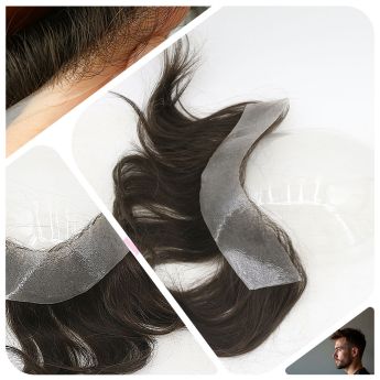 LCMFH2 Custom Frontal Hairpiece Full PU Vloop for Men