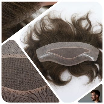 LCMFH4 Custom Frontal Hairpiece Mono Lace with NPU Around for Men