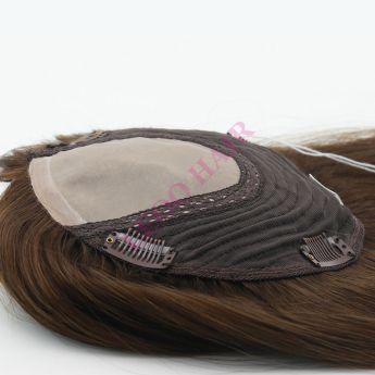 LCMT90 Custom men  toupee  Front and Top Injection Silk with Wefts