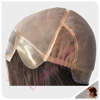 LCWAW21 Custom Women Wig Front Swiss Lace + Top and Back Mono + Temples and Neck PU + Side Elastic Net