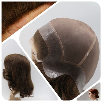 LCWAW38 Custom Women Front Swiss Lace + Top Mono + PU Around Wig