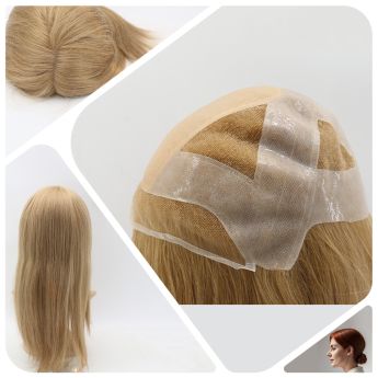 LCWAW76 Custom Women Wig Front Swiss Lace + Silk Part Top + Swiss Lace 4-eyes Top + PU with Applied Silicone