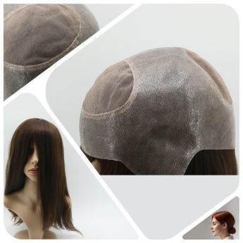 LCWAW80 Custom Women Wig Full PU + Front and Back 2-eyes Mono Lace