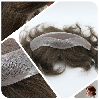 LCWFH4 Custom Frontal Hairpiece Mono Lace with NPU Around for Women