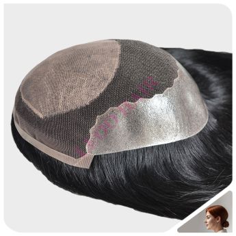 LCWT60 Custom Women Topper Swiss Lace and Side and Back PU with Silk Top