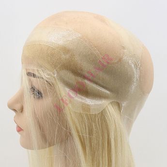 LSWAW71-1 16inch Front Swiss Lace, Top and Back Area Mono, Other Area PU Wig - Chinese Hair